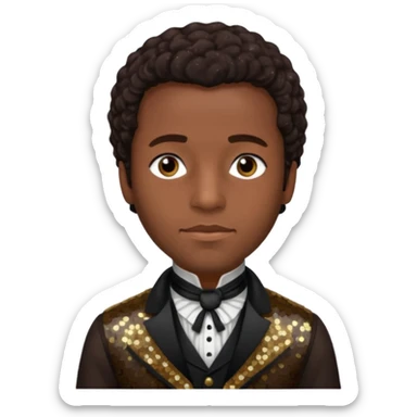 Solomon Northup with dark brown hair, dark brown sequin outfit  sticker