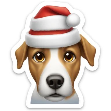 Dog wearing a Santa hat sticker