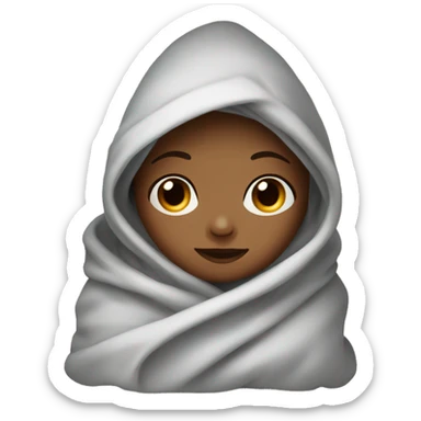 cozy little girl wrapped in a blanket sticker