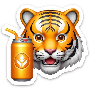 tiger face holding energy drink can for Twitch emote sticker