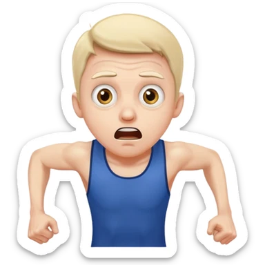 scared man sprinting, wide eyes sticker