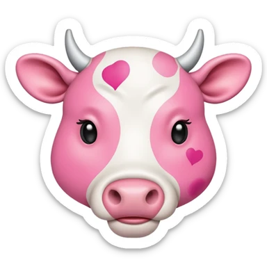 Pink cow spot print heart sticker