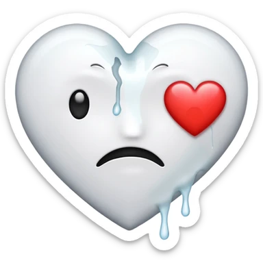 The heat broken emoji in white with sticky white liquid Ozzing out of it sticker
