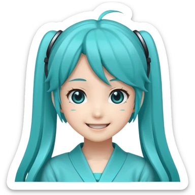 Hatsune Miku as a emoticon and is cute like an anime girl sticker