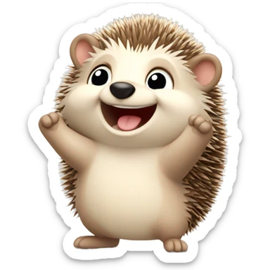 happy cute Hedgehog raising hand sticker