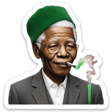 Nelson Mandela with hookah sticker