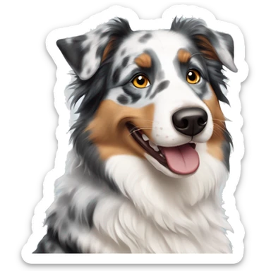 Blue merle australian shepherd smiling with heterochromia sticker