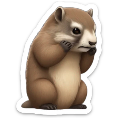 Une marmotte debout qui fait un calin a batman sticker