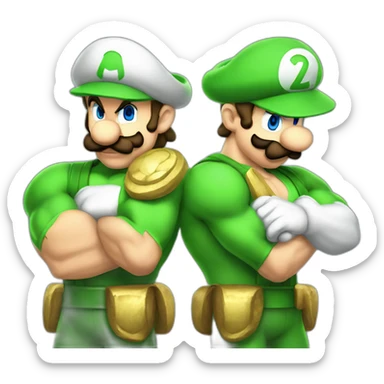 Buff Mario and buff luigi sticker