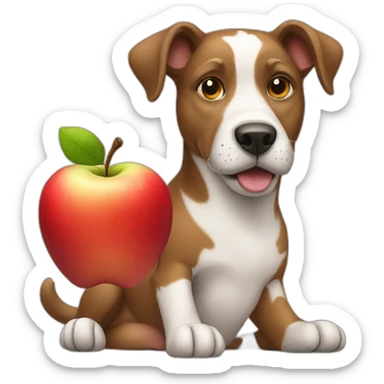 Dog with an apple sticker