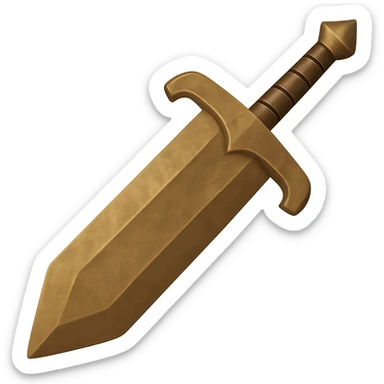 Make this sword into a greatsword by making the blade and guard wider, keep the bronze, worn look, no gems. The style should resemble the emoji style with a transparent background. sticker