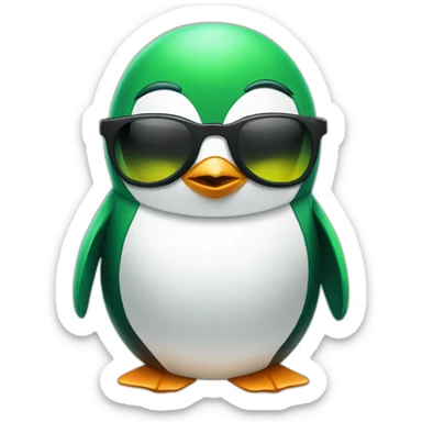 Penguin whit a wrench, sun glasses and green hair sticker