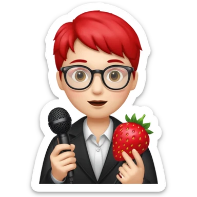 strawberry fruit be hand the mic glasses  sticker