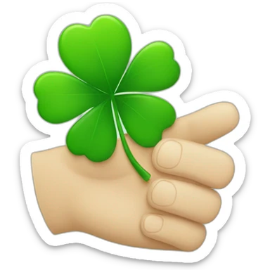 happy man with four-leaf clover in his hand sticker