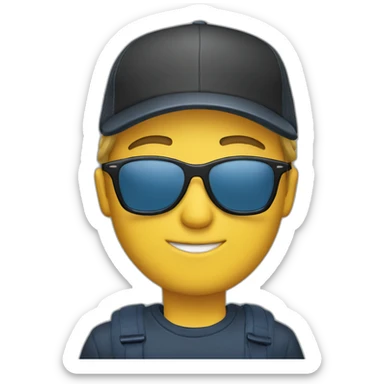 white person wearing a new york cap and sunglasses sticker