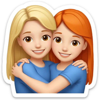 Two girls cuddling together sticker