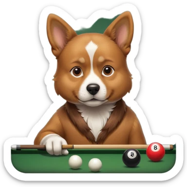 dog playing billiards sticker