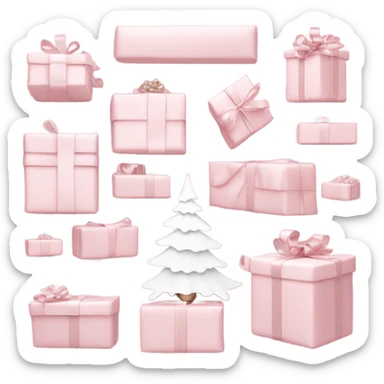 Light pink Christmas gifts under a white Christmas tree  sticker