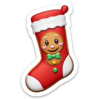 gingerbread cookie in red chrismas sock shape sticker