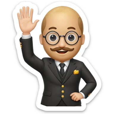memoji-style potato in a suit and monocle, waving like a presidential candidate sticker