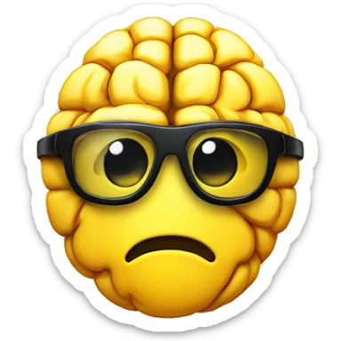 yellow emoji with a brain wearing black goggle sticker