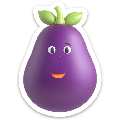 an eggplant nestled within a peach, cute and minimal, no text sticker