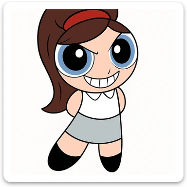 Keep the picture quality, colors, and style exactly the same as the original. Only add a sinister or creepy grin to the mouth—no other changes. Maintain the original style and look precisely. sticker