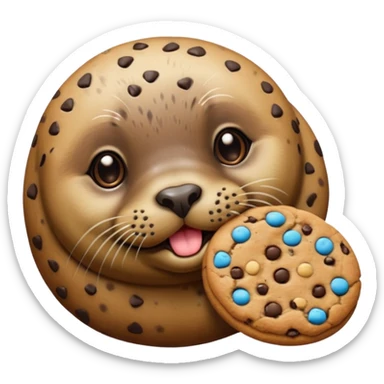 Seal eating chocolate chip cookie sticker