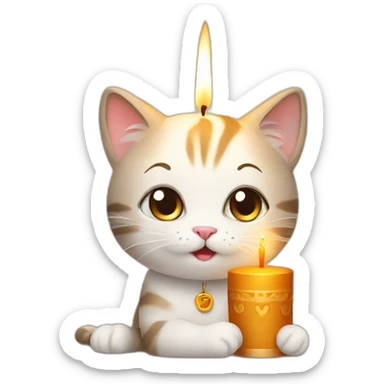 cat with candle sticker