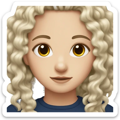 White girl with navy blue curly hair and brown eyes sticker