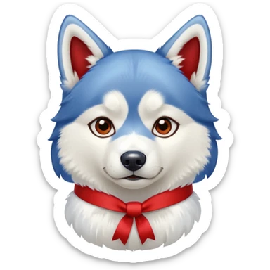husky with head ribbon and shirt sticker
