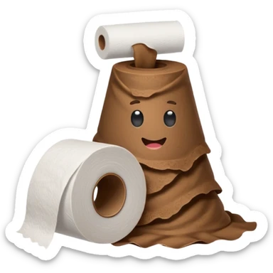 Poop with toilet paper sticker