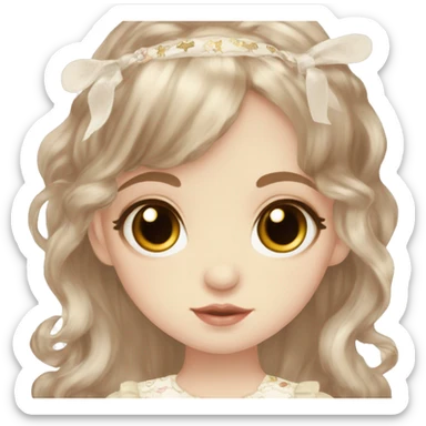 Angelic pretty delicate brunette girl brown eyes sticker