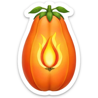 I want the shape and the color of the original papaya fruit, however, the fruit itself should be contitued by a flame sticker