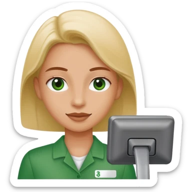 Eine Person die an der Supermarktkasse steht. Die Kasse ist gekennzeichnet als "Plauderkasse" und im grünen Design. sticker