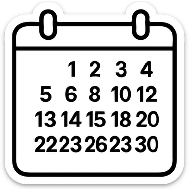 Simple calendar icon with date numbers visible sticker