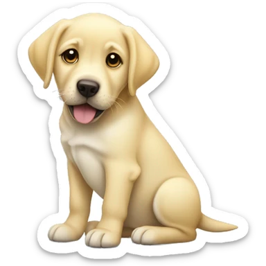 Yellow lab puppy with shark fin sticker