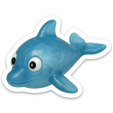 hyper-detailed retro 90's toy style see-through semi-transparent blue plastic dolphin with derpy eyes soft plastic soft reflections soft and squishy some cloudiness not shiny highly detailed appealing no tag no background sticker