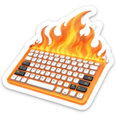 keyboard on fire sticker