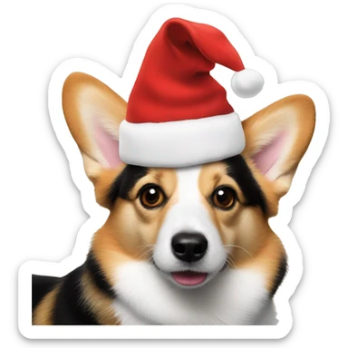 Pembroke welsh corgi was a Santa hat sticker