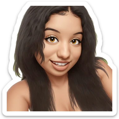 smiling girl with black hair sticker