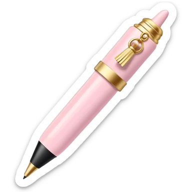 Powder pink pen with tassel at the top, cute  sticker