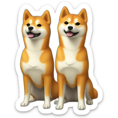two orange shiba inu dogs standing together sticker