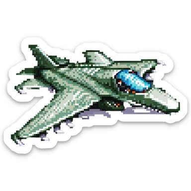 Futuristic crocodile jet fighter sticker