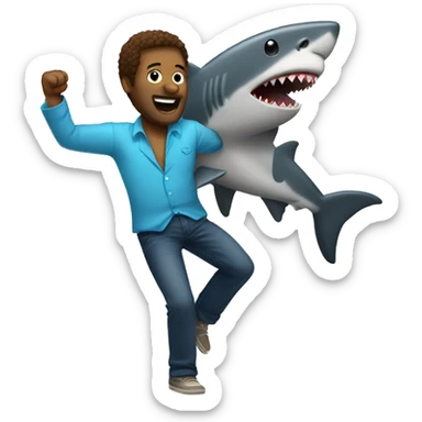 Man disco dancing with a shark sticker