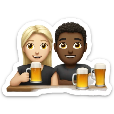 white friends in pub drinking beer sticker