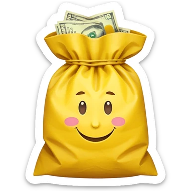dollars in the yellow bag facing camera sticker