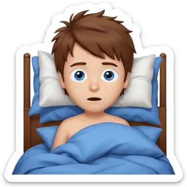 emoji- of a boy waking up in bed sticker