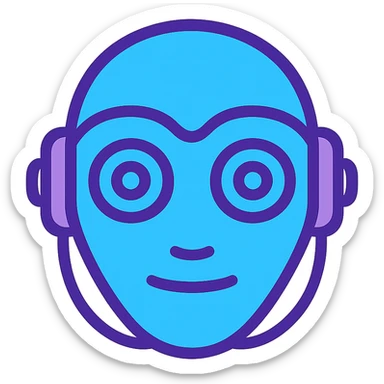 Transform this artificial intelligence emoji into a simple, modern, and easily recognizable AI logo using blue and purple tones, with no background. sticker