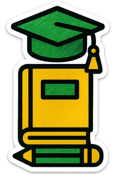 general education icon, professional style, green gold and white color scheme, bold and clear, suitable for digital use, no background sticker